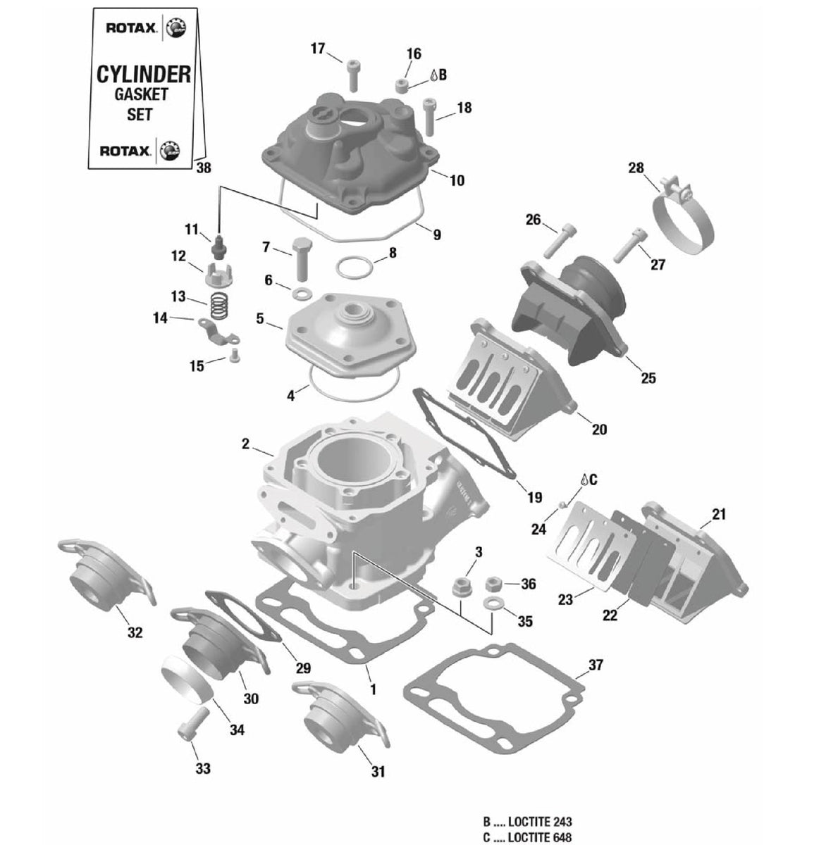 Rotax, Rotax Engines, Rotax Engine Parts, Cylinder – Ohio Kart Parts